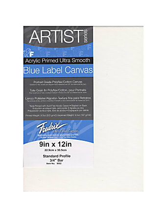 Fredrix Blue Label Ultra-Smooth Pre-Stretched Artist Canvases, 9" x 12" x 11/16", Pack Of 2