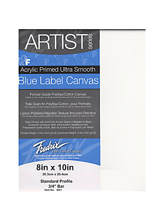 Fredrix Blue Label Ultra-Smooth Pre-Stretched Artist Canvases, 8" x 10" x 11/16", Pack Of 2