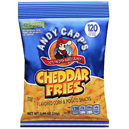 Andy Capp's Snack Fries, Cheddar, 0.85 Oz Bag, Box Of 72