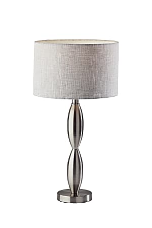 Adesso® Lance Table Lamp, 25"H, Brushed Steel Base/Light Gray/White Shade