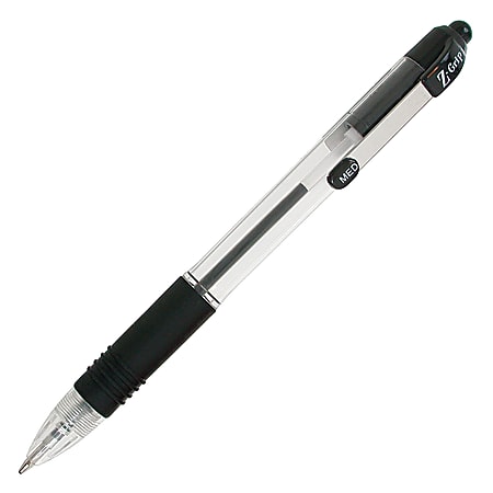 Zebra® Pen Z-Grip® Retractable Ballpoint Pens, Pack Of 12, Medium Point, 1.0 mm, Clear Barrel, Black Ink