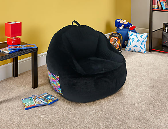 Ace Beanbag Pocket Chair BlackSequin Office Depot