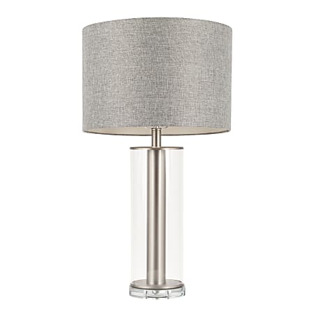 LumiSource Glacier Contemporary Table Lamp, 26-1/2"H, Gray Shade/Silver Base