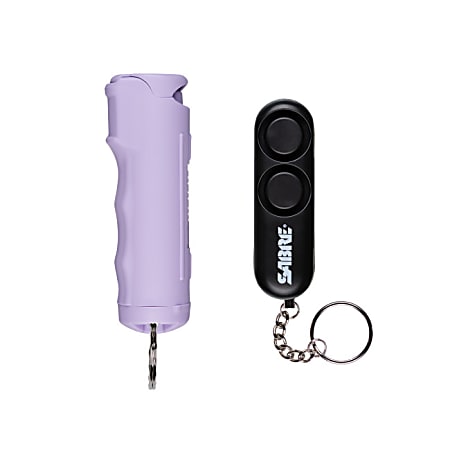 SABRE Safety Kit Flip Top Pepper Gel With Snap Clip And Personal Alarm, 3-1/2"H x 1"W x 1"D, Lavender/Black