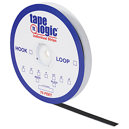 Tape Logic® Sticky Back Loop Strips, 4" x 75', Black, Pack of 1