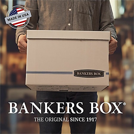 Bankers Box&reg; Stor/File&trade; Medium-Duty Storage Boxes, Legal Size, 24" x 15" x 10", White/Blue, Case Of 4 - 70205