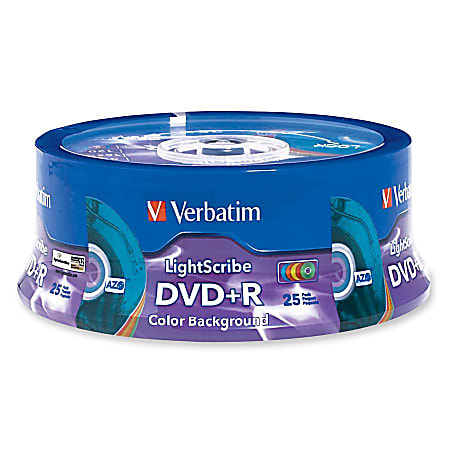 Verbatim® N14285 Color LightScribe™ DVD+R Discs, Spindle Of 25