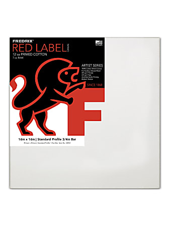 Fredrix Red Label Stretched Cotton Canvases, 16" x 16" x 11/16", Pack Of 2