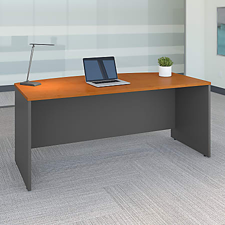 Bush Business Furniture Components 72"W Bow-Front Computer Desk, Natural Cherry/Graphite Gray, Standard Delivery
