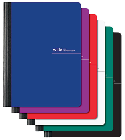 Office Depot® Brand Composition Book, 7 1/4" x 9 3/4, 1 Subject, Wide Ruled, 160 Pages (80 Sheets), Assorted Colors