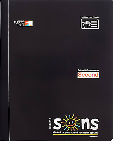 SONS System Second Notebooks, 9-3/4" x 7-1/2", 1 Subject, Primary Rule, 200 Sheets, Black