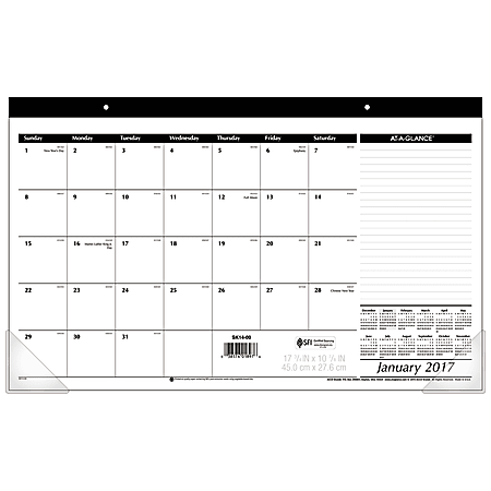 AT-A-GLANCE® Compact Desk Pad Calendar, 17 3/4" x 10 7/8", 30% Recycled, January–December 2017