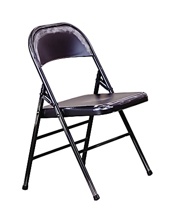 Office Star™ Bristow Steel Folding Chairs, Antique Black Distressed, Set Of 2 Chairs