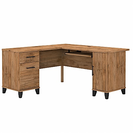 Bush Business Furniture Somerset 60"W L-Shaped Corner Desk With Storage, Fresh Walnut, Standard Delivery