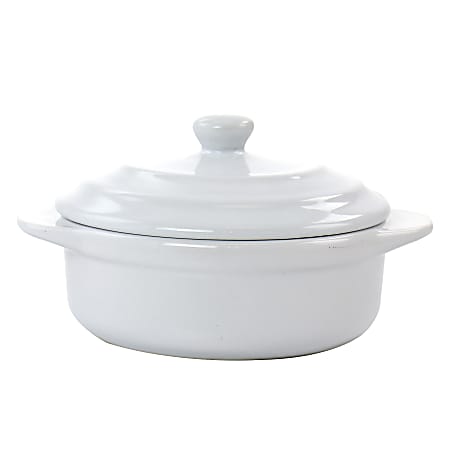 Martha Stewart Stoneware Casserole Dish With Lid, 3-1/2”H x 5-1/2”W x 7”D, White