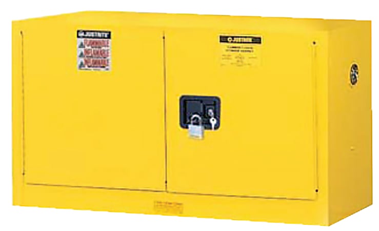 Justrite Yellow Piggyback Safety Cabinets, Manual Closing Cabinet, 17 Gallon