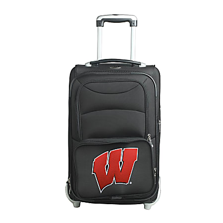 Denco Sports Luggage NCAA Expandable Rolling Carry-On, 20 1/2" x 12 1/2" x 8", Wisconsin Badgers, Black