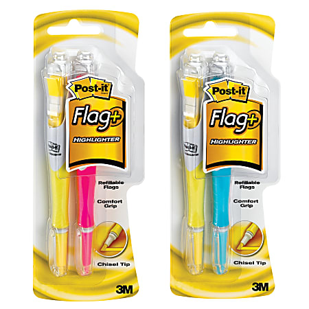 Post-it® Flag Plus Highlighters, Assorted Colors, Pack Of 2