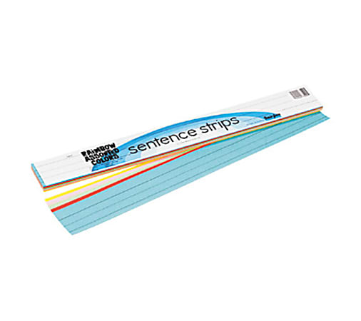 Rainbow Kraft Dual-Sided Sentence Strips, 3" x 24", 1 1/2" Rule/Single Line Rule, Pack Of 100 Strips