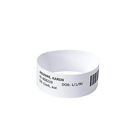 Avery® EasyBand™ Medical Wristbands With Chart Labels, 10" x 7/8" Bands, 2 1/2” x 15/16” Labels, White, Pack Of 1,000 Bands And 20,000 Labels
