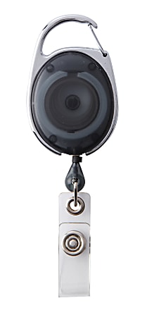 Office Depot&reg; Brand Carabiner Badge Reel, 4" x 1-1/4", Smoke