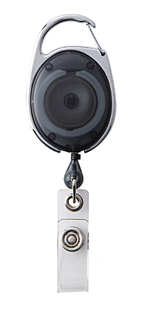 Office Depot® Brand Carabiner Badge Reel, 4" x 1-1/4", Smoke