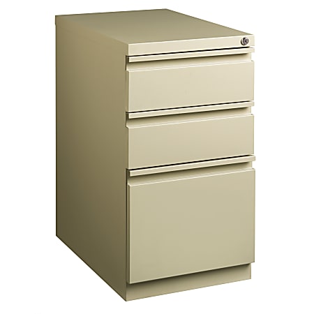 WorkPro 23"D Vertical 3-Drawer Letter-Size Mobile Pedestal File Cabinet, Metal, Putty