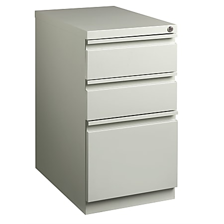 WorkPro 23"D Vertical 3-Drawer Letter-Size Mobile Pedestal File Cabinet, Metal, Light Gray