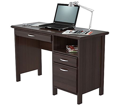 Espresso computer desk with drawers outlet