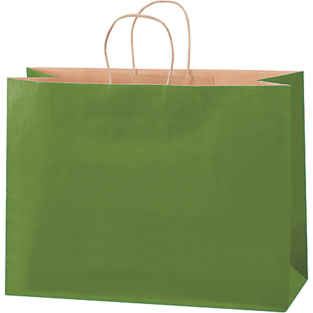 Partners Brand Tinted Shopping Bags, 12"H x 16"W x 6"D, Green Tea, Case Of 250