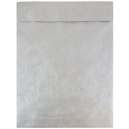 JAM Paper® Tyvek® Open-End 11-1/2" x 14-1/2" Envelopes, Self-Adhesive, Silver, Pack Of 25 Envelopes