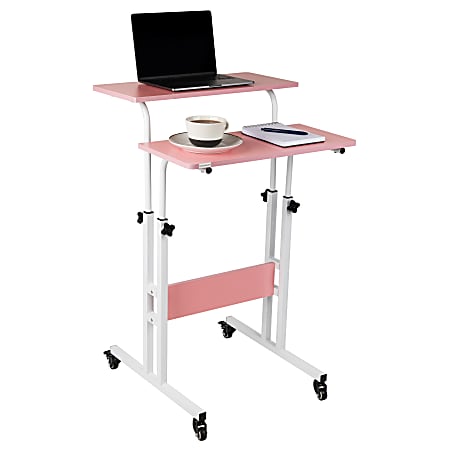 Mind Reader 22 W Portable Rolling Standing Desk With Adjustable