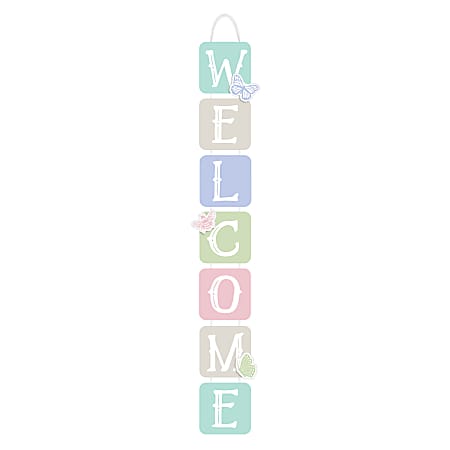 Amscan Spring Welcome Wooden Signs, 28-1/2" x 5", Multicolor, Pack Of 2 Signs