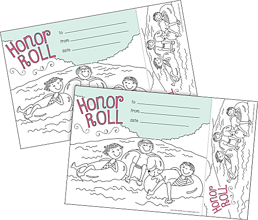 Barker Creek Color Me! Awards & Bookmarks Set, 8-1/2" x 5-1/2", Honor Roll, Set Of 60 Awards