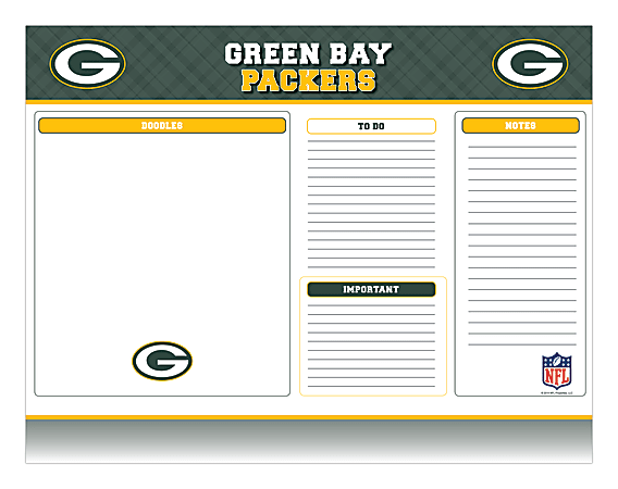 Markings by C.R. Gibson® Desk Notepad, 17" x 22", Green Bay Packers