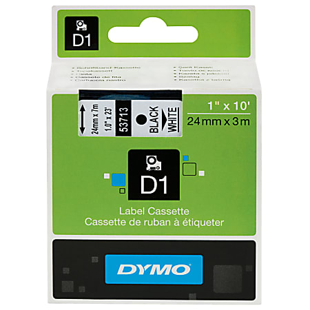 DYMO® D1 53721 White-On-Black Tape, 1" x 23'