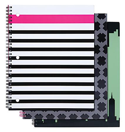 Divoga® Spiral Notebook, City Limits Collection, 8 1/2" x 10 1/2", 1 Subject, College Ruled, 160 Pages (80 Sheets), Assorted Designs