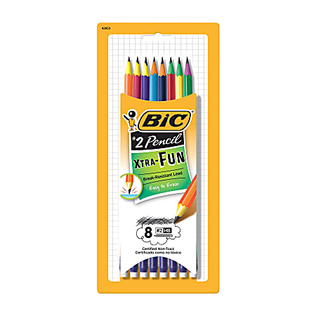 BIC® Xtra Fun Wood Case Pencils, #2 HB Lead, Assorted Colors, Pack Of 8