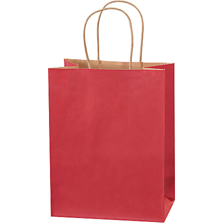 Partners Brand Tinted Shopping Bags, 10 1/4"H x 8"W x 4 1/2"D, Scarlet, Case Of 250