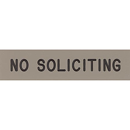 Headline Sign U.S. Stamp & Sign Headline Engraved Acrylic Sign, "No Soliciting", 2" x 8", Gray Sign, Black Text