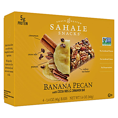 Sahale Snacks® Banana Pecan With Cocoa Nibs & Cinnamon Snack Bars, 1.40 Oz, Box Of 4