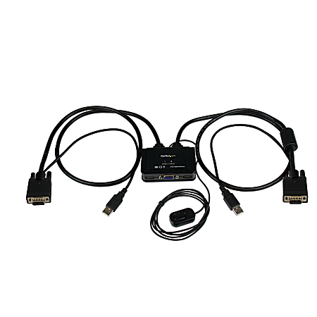 StarTech.com 2 Port USB VGA Cable KVM Switch USB Powered with Remote ...