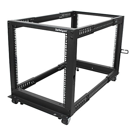 StarTech.com 12U Adjustable Depth Open Frame 4 Post Server Rack w/ Casters/Levelers and Cable Management Hooks - 4POSTRACK12U