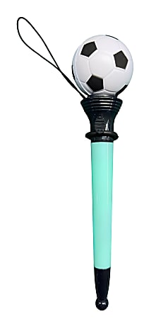 Office Depot® Brand Pop-Off Squishy Ball Pen, Medium Point, 1.0 mm, Green Barrel, Black Ink, Soccer