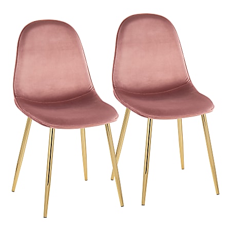 LumiSource Pebble Dining Chairs, Pink/Gold, Set Of 2 Chairs