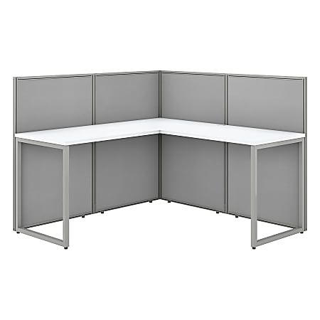 Bush Business Furniture Easy Office 60"W 1-Person L-Shaped Cubicle Desk Workstation With 45"H Panels, Pure White/Silver Gray, Standard Delivery