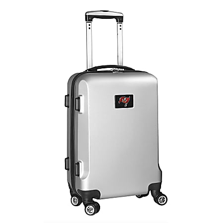 Denco 2-In-1 Hard Case Rolling Carry-On Luggage, 21"H x 13"W x 9"D, Tampa Bay Buccaneers, Silver