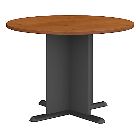 Bush Business Furniture 42"W Round Conference Table, Natural Cherry/Graphite Gray, Standard Delivery