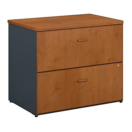 Bush Business Furniture Office Advantage Lateral File Cabinet, 36"W, Natural Cherry/Slate, Standard Delivery