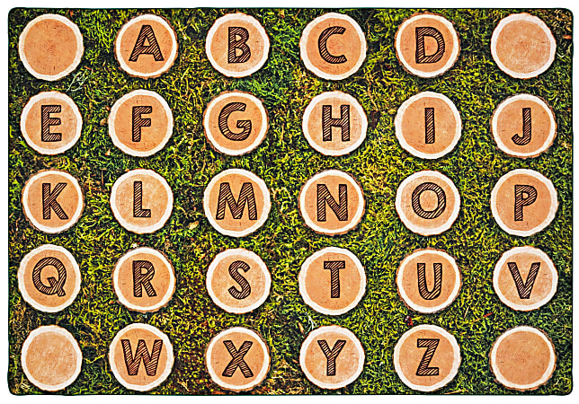 Carpets for Kids® Pixel Perfect Collection™ Alphabet Tree Rounds Seating Rug, 6' x 9', Brown